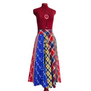 NWT Celia B Patchwork Plaid Sequin Floral Multicolor Eclectic Skirt S
